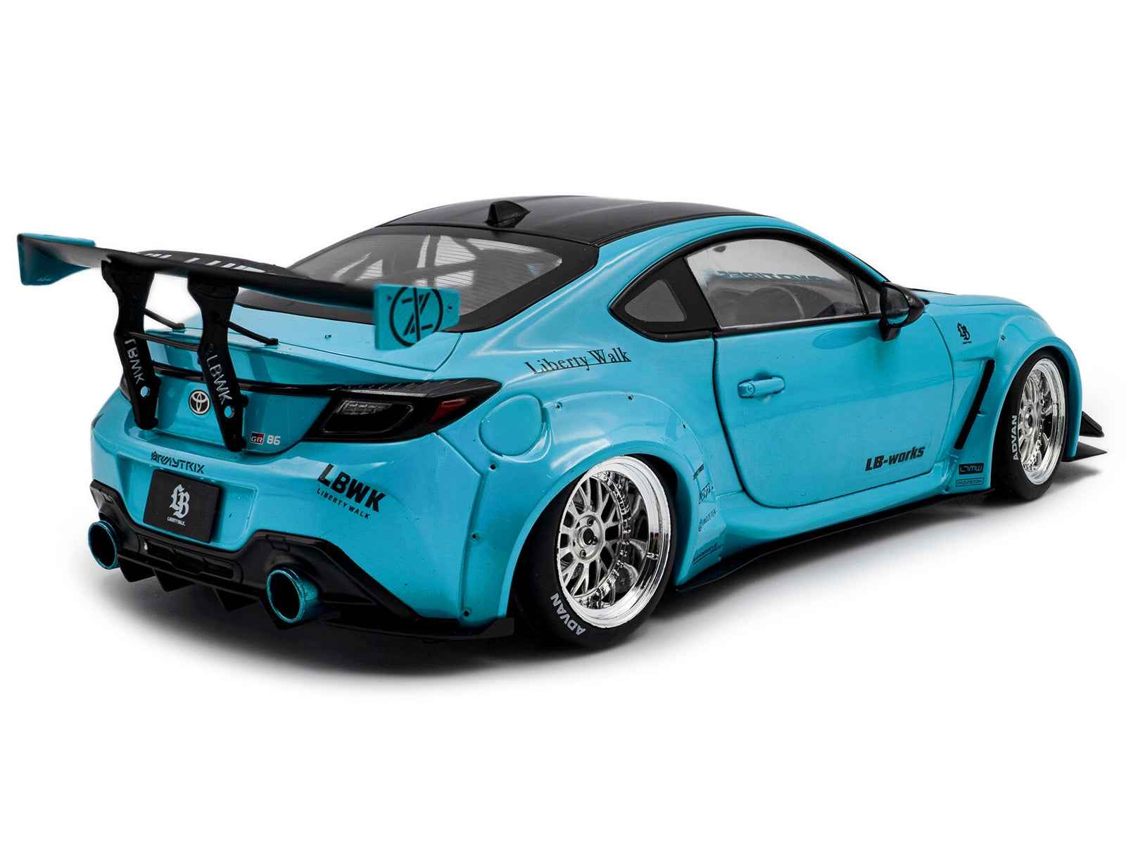 2024 Toyota GR86 LBWK Body Kit RHD (Right Hand Drive) Baby Blue with Black Top 1/18 Diecast Model Car by Solido
