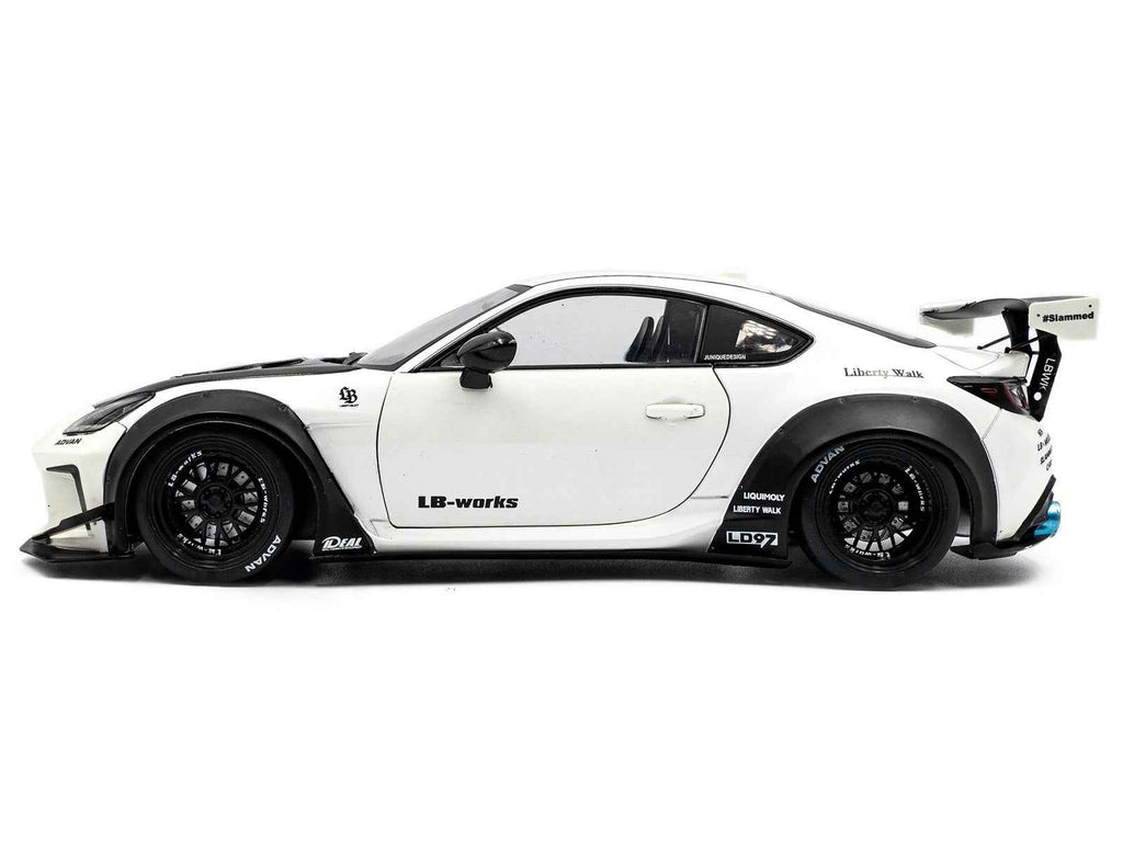 2024 Toyota GR86 LBWK Body Kit RHD (Right Hand Drive) Pearl White with Carbon Hood 1/18 Diecast Model Car by Solido