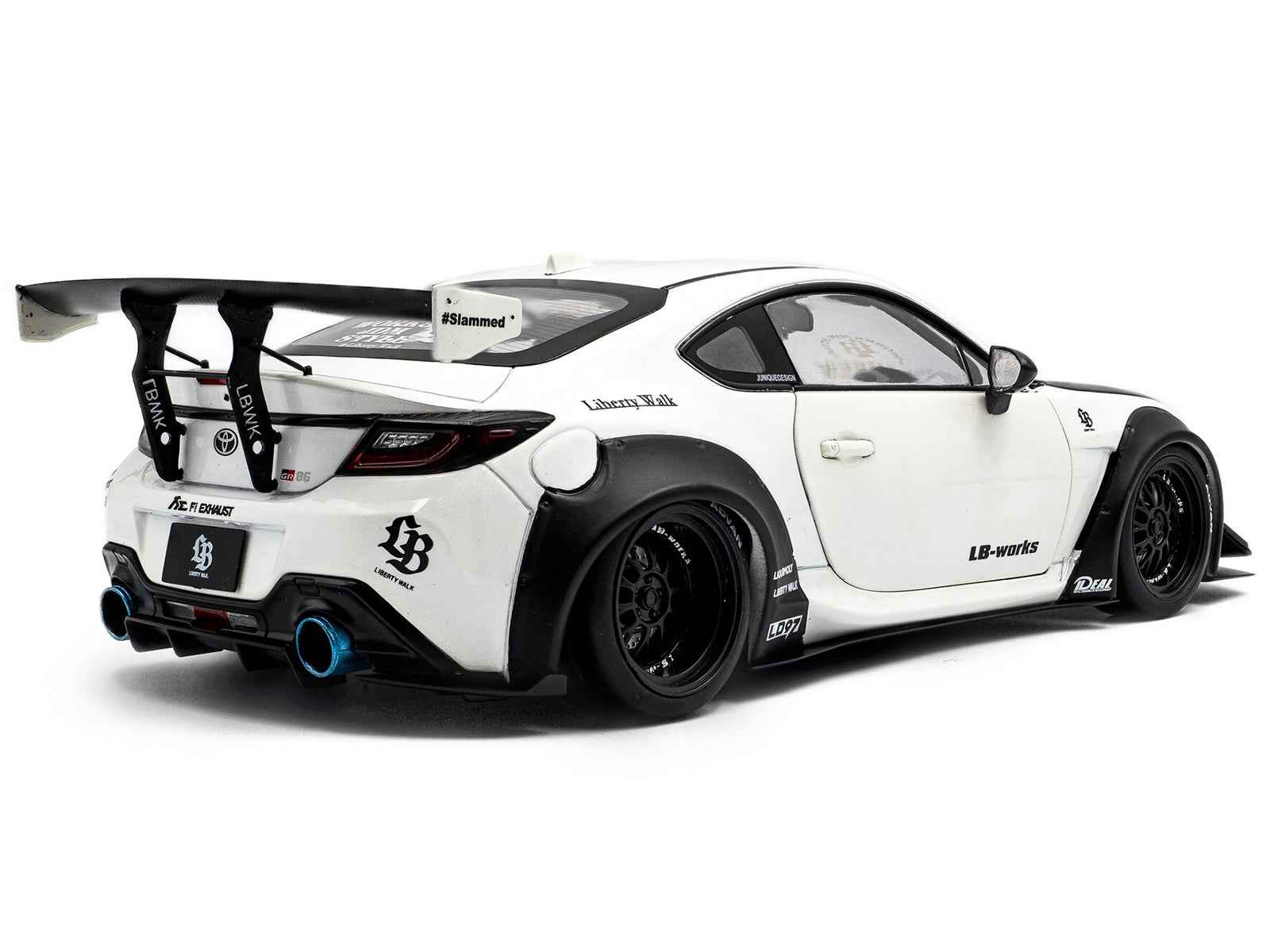 2024 Toyota GR86 LBWK Body Kit RHD (Right Hand Drive) Pearl White with Carbon Hood 1/18 Diecast Model Car by Solido