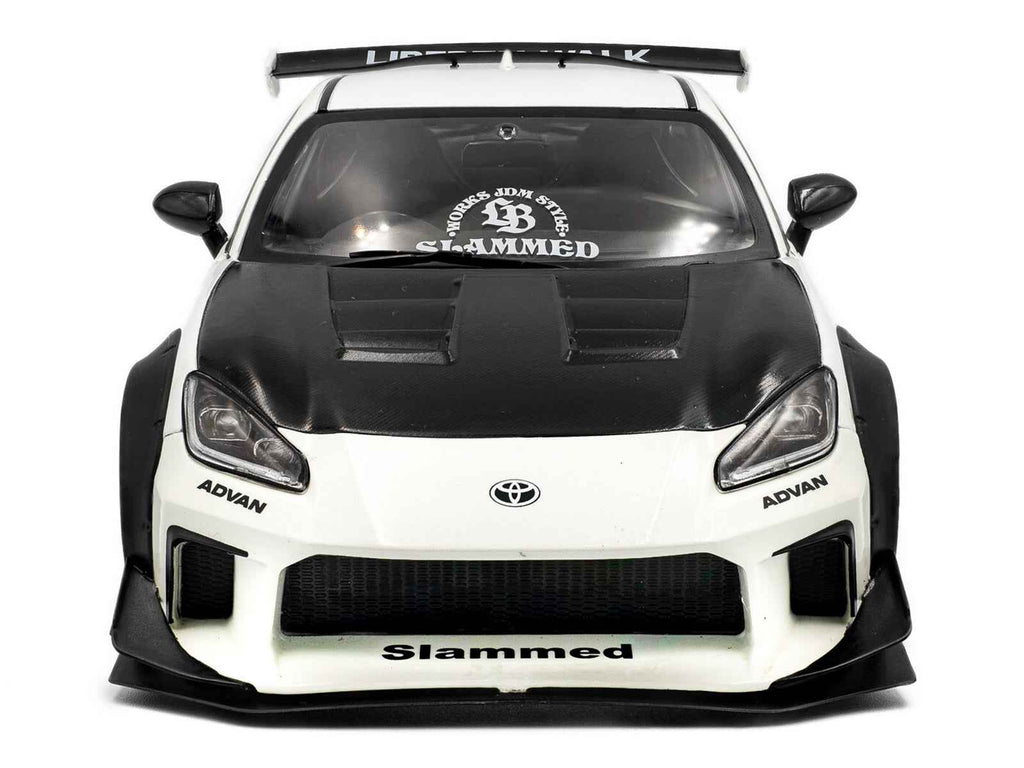 2024 Toyota GR86 LBWK Body Kit RHD (Right Hand Drive) Pearl White with Carbon Hood 1/18 Diecast Model Car by Solido