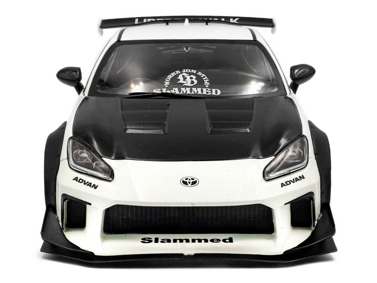 2024 Toyota GR86 LBWK Body Kit RHD (Right Hand Drive) Pearl White with Carbon Hood 1/18 Diecast Model Car by Solido