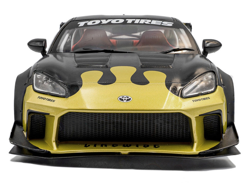 2024 Toyota GR86 Liberty Walk Body Kit RHD (Right Hand Drive) #24 Black with Gold Graphics 1/18 Diecast Model Car by Solido