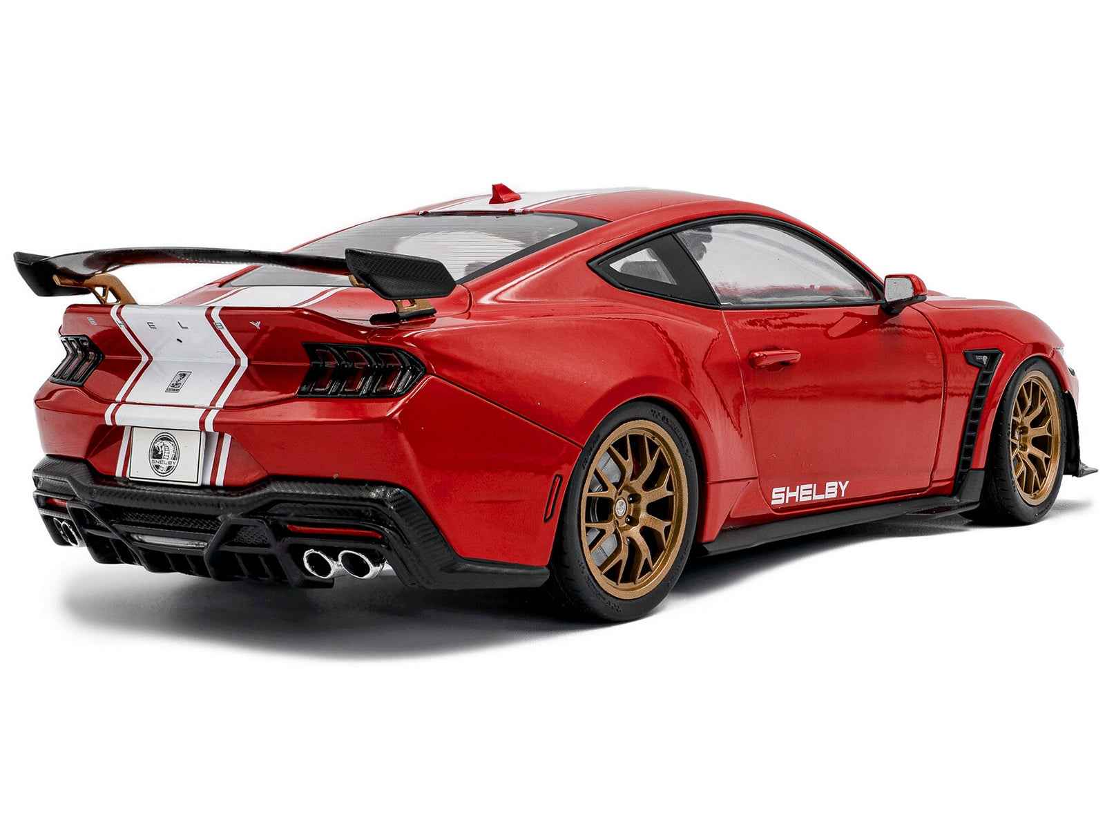 2024 Ford Shelby Mustang Super Snake Race Red with White Stripes 1/18 Diecast Model Car by Solido
