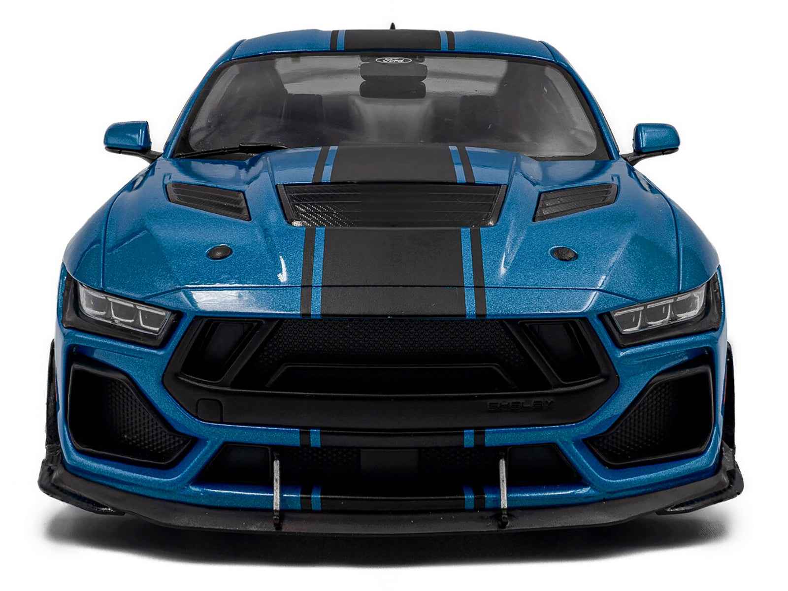 2024 Ford Shelby Mustang Super Snake Grabber Blue Metallic with Black Stripes 1/18 Diecast Model Car by Solido