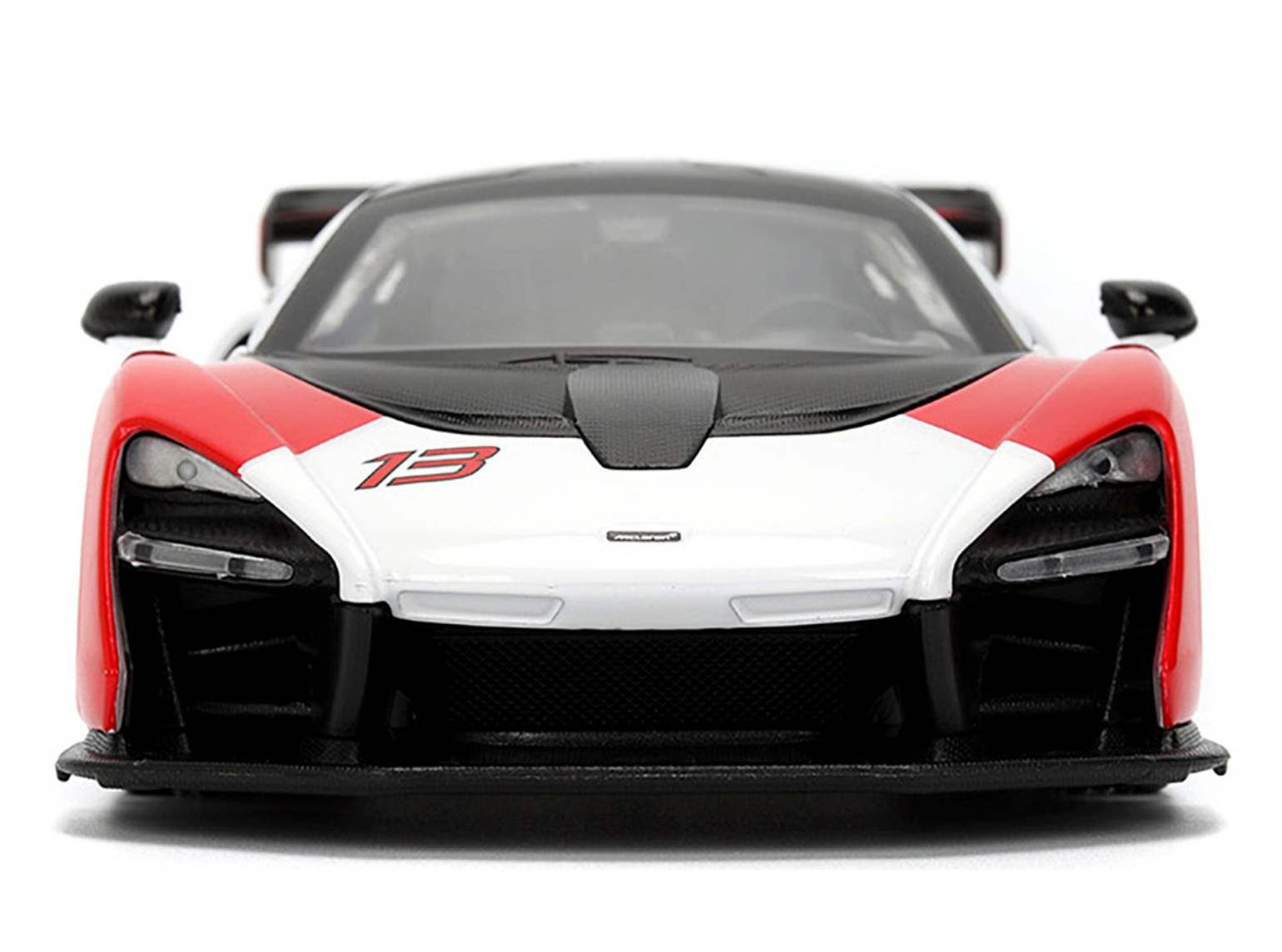 McLaren Senna Red and White with Carbon Hood and Top "HyperSpec" Series 1/24 Diecast Model Car by Jada