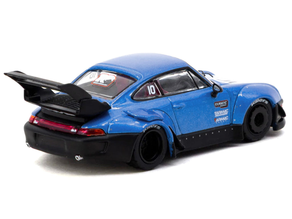 RWB 993 RHD (Right Hand Drive) #10 "Tarmac Works 10th Anniversary" Blue Metallic "Hobby64" Series 1/64 Diecast Model Car by Tarmac Works