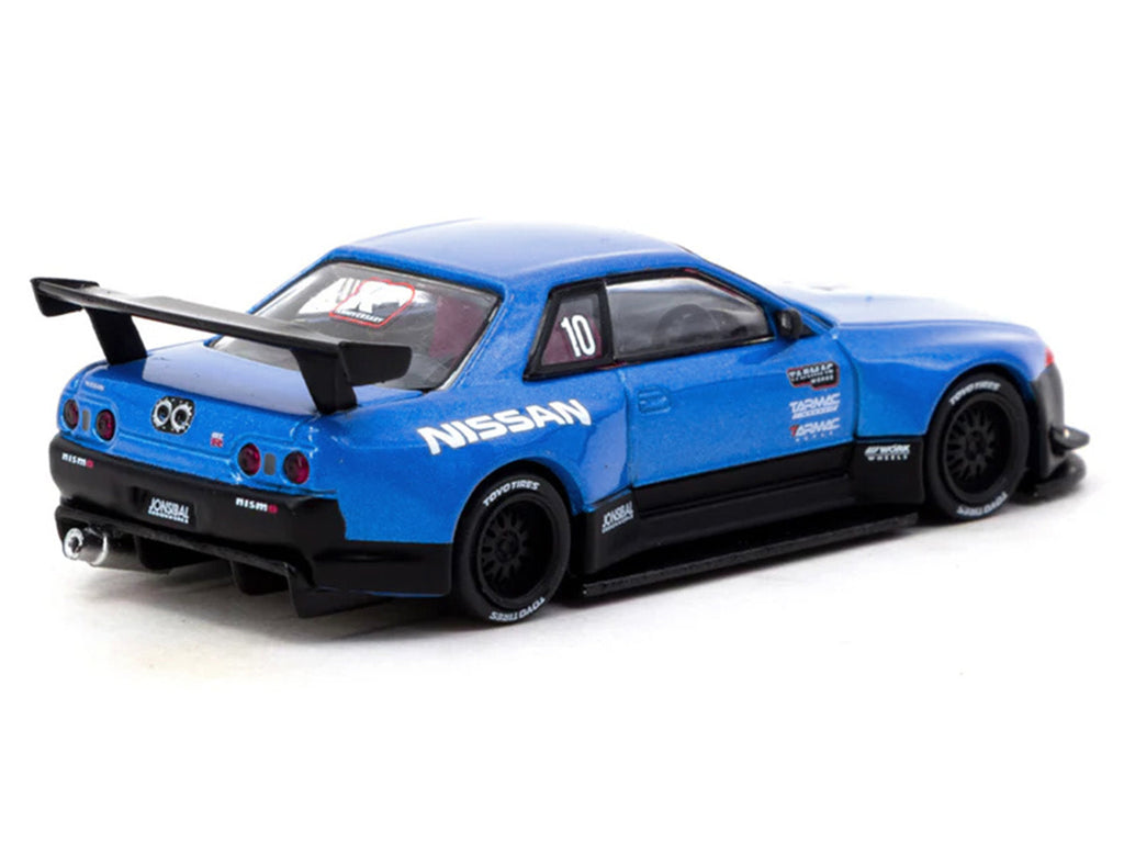 Nissan Skyline (R32) Widebody RHD (Right Hand Drive) #10 "Tarmac Works 10th Anniversary" Blue Metallic "Global64" 1/64 Diecast Model Car by Tarmac Works