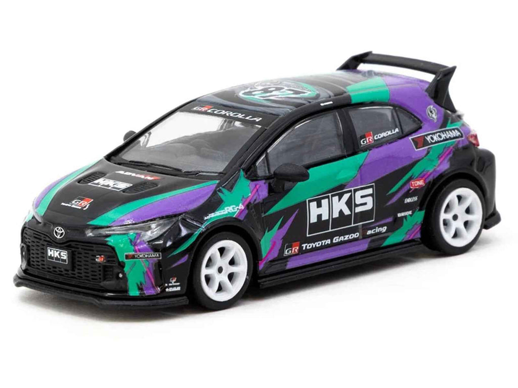 Toyota GR Corolla RHD (Right Hand Drive) "HKS" Black with Graphics "Global64" Series 1/64 Diecast Model by Tarmac Works