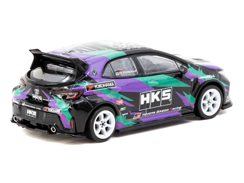 Toyota GR Corolla RHD (Right Hand Drive) "HKS" Black with Graphics "Global64" Series 1/64 Diecast Model by Tarmac Works
