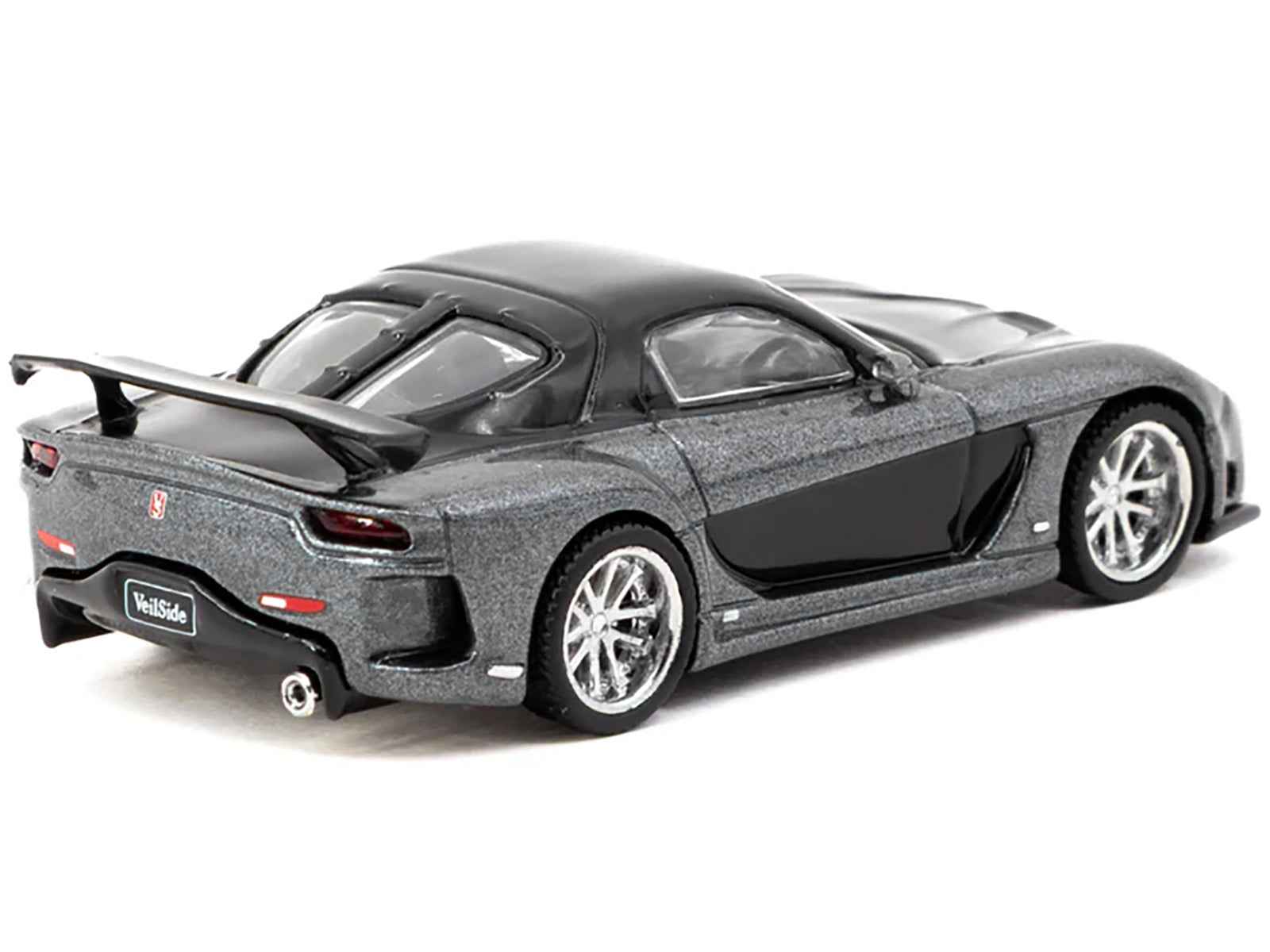 Mazda RX-7 "VeilSide Fortune7" RHD (Right Hand Drive) Gray Metallic and Black "Global64" Series 1/64 Diecast Model Car by Tarmac Works
