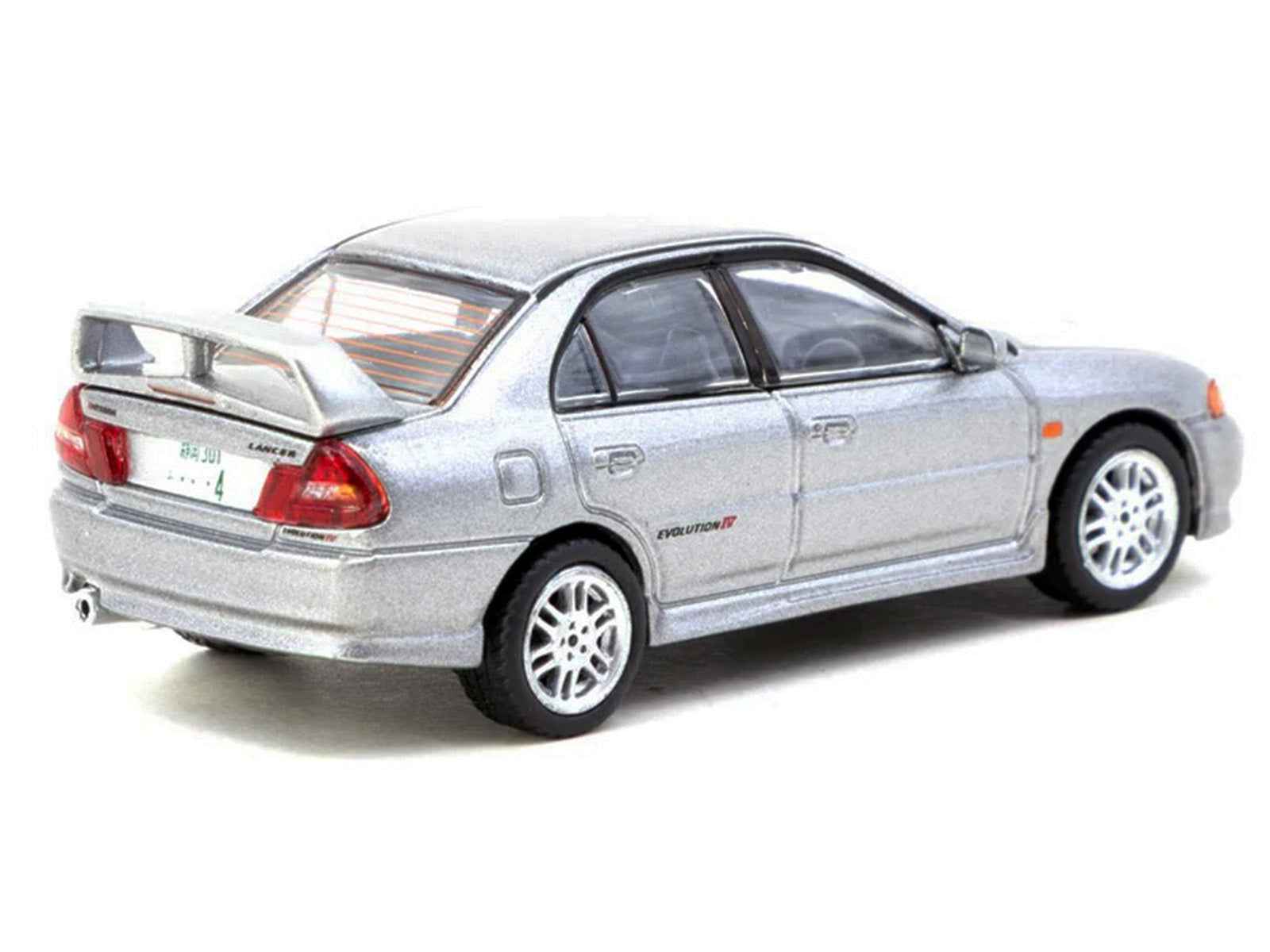Mitsubishi Lancer Evolution IV Silver Metallic with Tarmac Cards "Global64" Series 1/64 Diecast Model by Tarmac Works