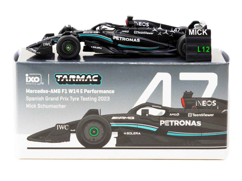 Mercedes-AMG F1 W14 E Performance #47 Mick Schumacher Formula One F1 "Spanish GP Tyre Testing" (2023) with Pit Board "Global64" Series 1/64 Diecast Model by Tarmac Works