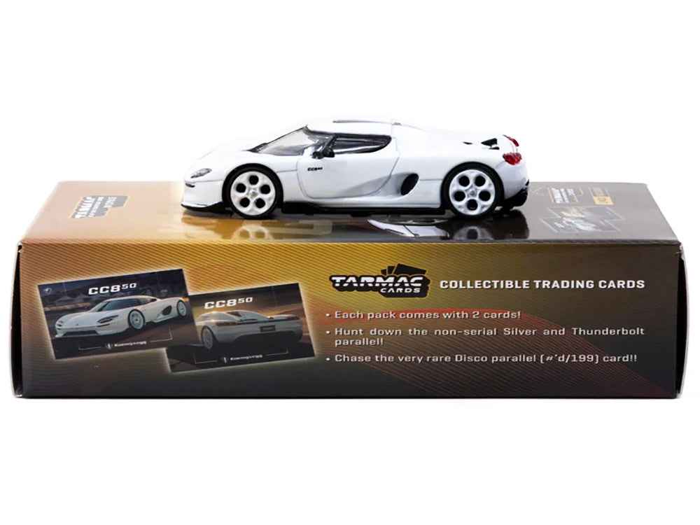 Koenigsegg CC850 White with Tarmac Cards "Global64" Series 1/64 Diecast Model by Tarmac Works