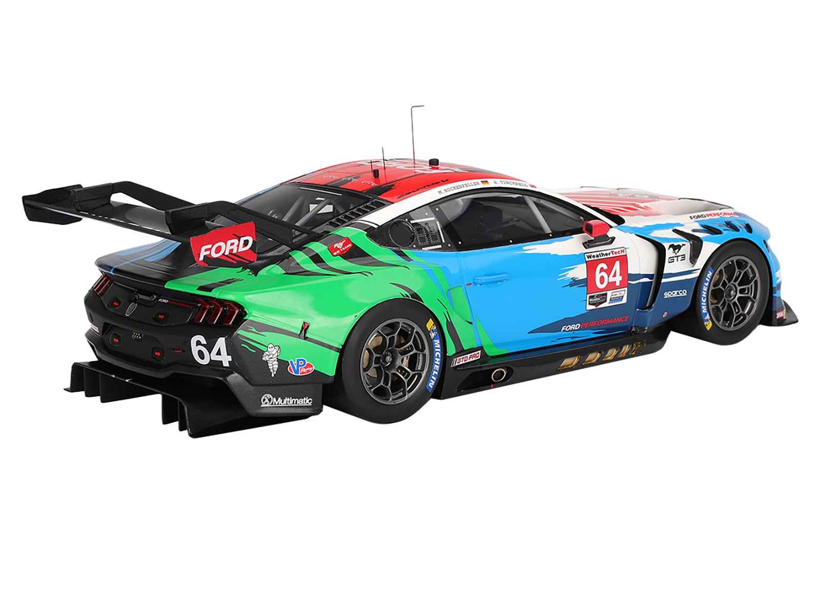 Ford Mustang GT3 #64 Mike Rockenfeller - Harry Tincknell "Ford Multimatic Motorsports" "Motul Course de Monterey - Laguna Seca" (2024) 1/18 Model Car by Top Speed