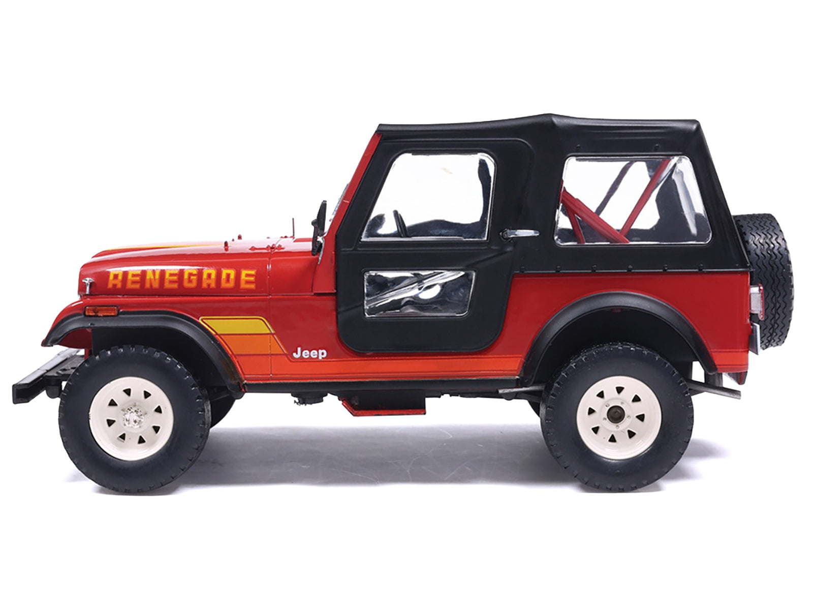1983 Jeep Renegade Red with Stripes and Black Top 1/24 Diecast Model by IXO Models
