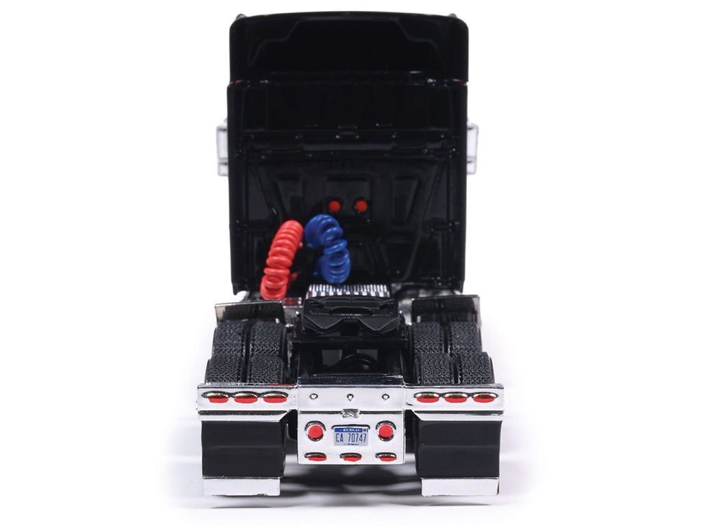 2010 International Lonestar Truck Tractor Black with Flame Graphics 1/64 Diecast Model by IXO Models