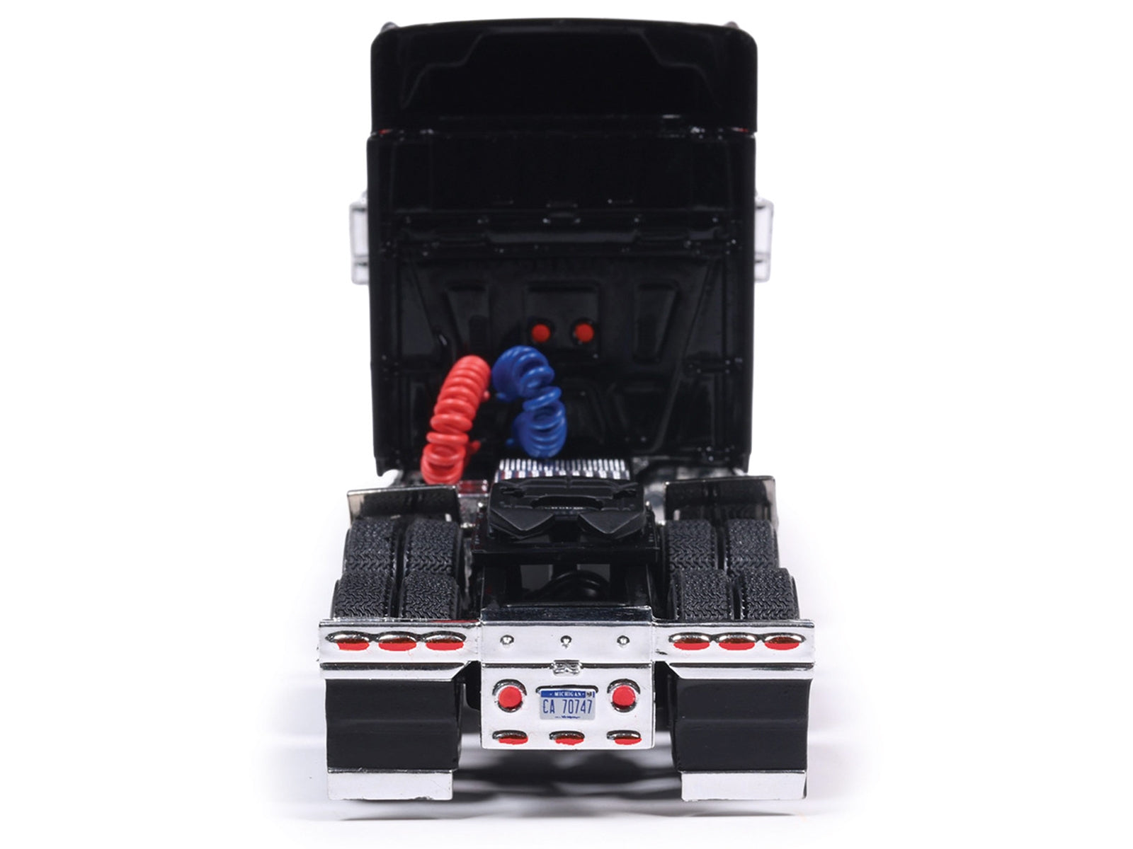 2010 International Lonestar Truck Tractor Black with Flame Graphics 1/64 Diecast Model by IXO Models